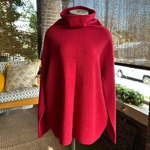 Pure J. Jill cherry red lambswool funnel neck relaxed fit/boxy sweater. Size Sm